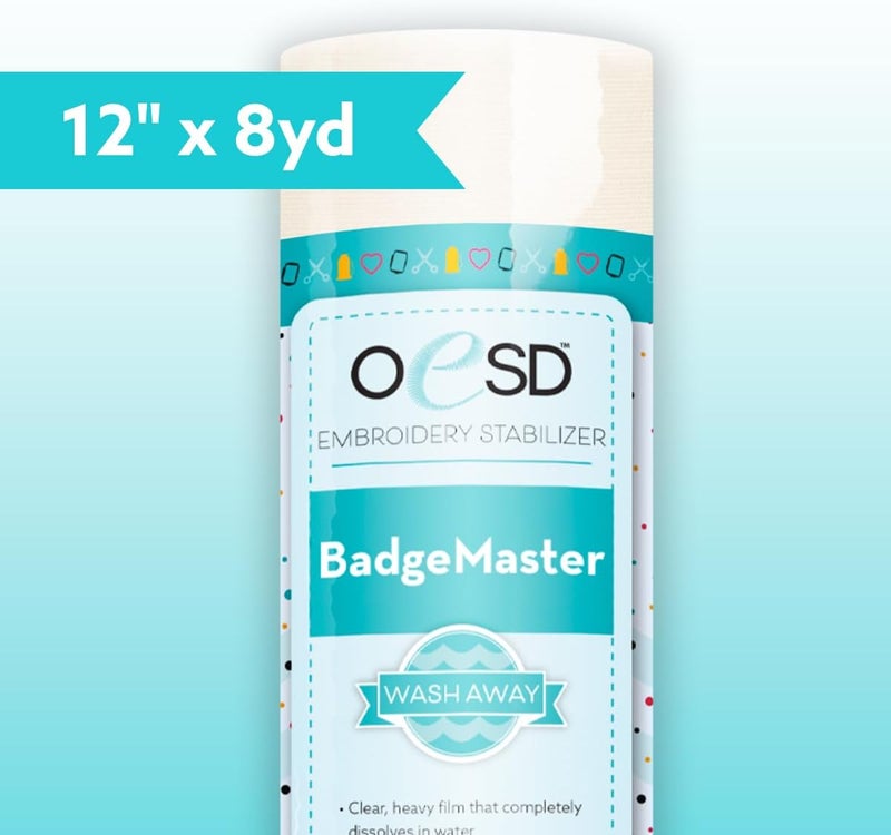 OESD Badge Master Wash Away Water Soluble Embroidery Stabilizer 12" x 8 Yd Roll - Image 1